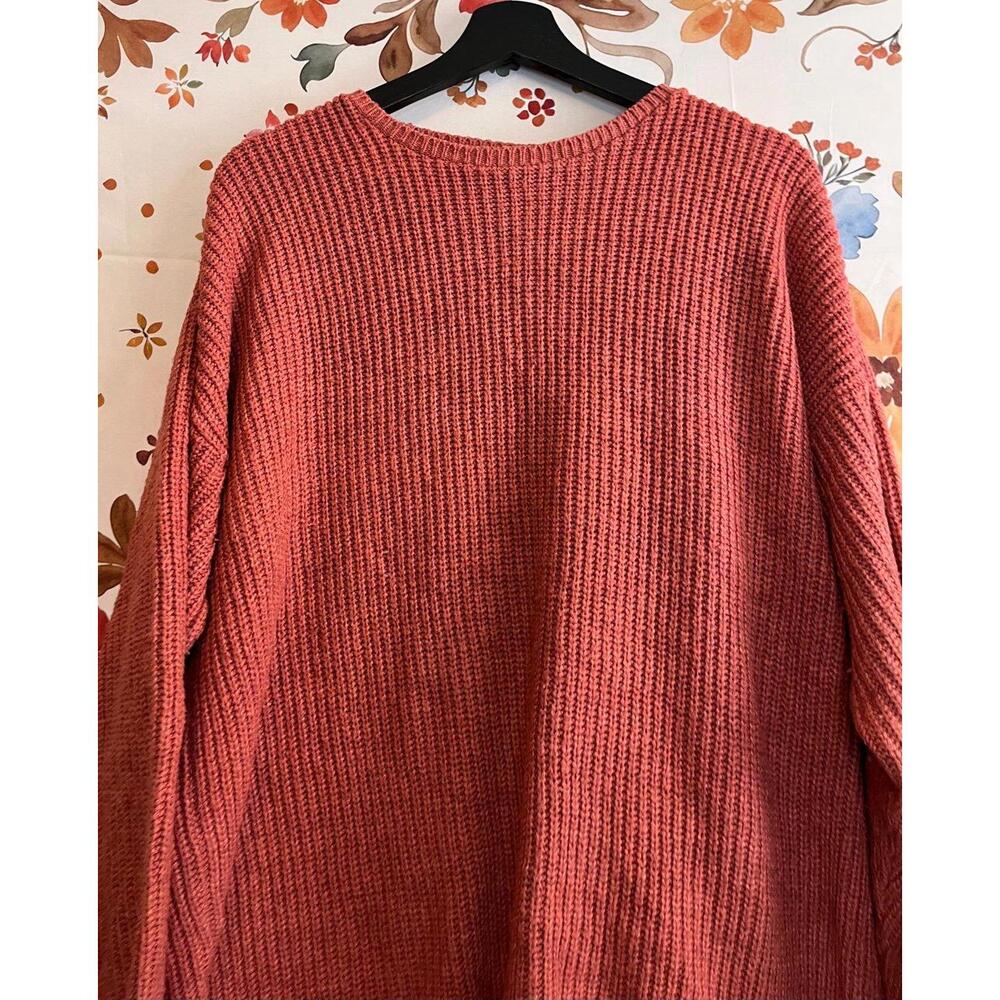 Vintage Huntington Ridge M Sweater Rust Red Orange Chunky Knit Tunic Grandpacore